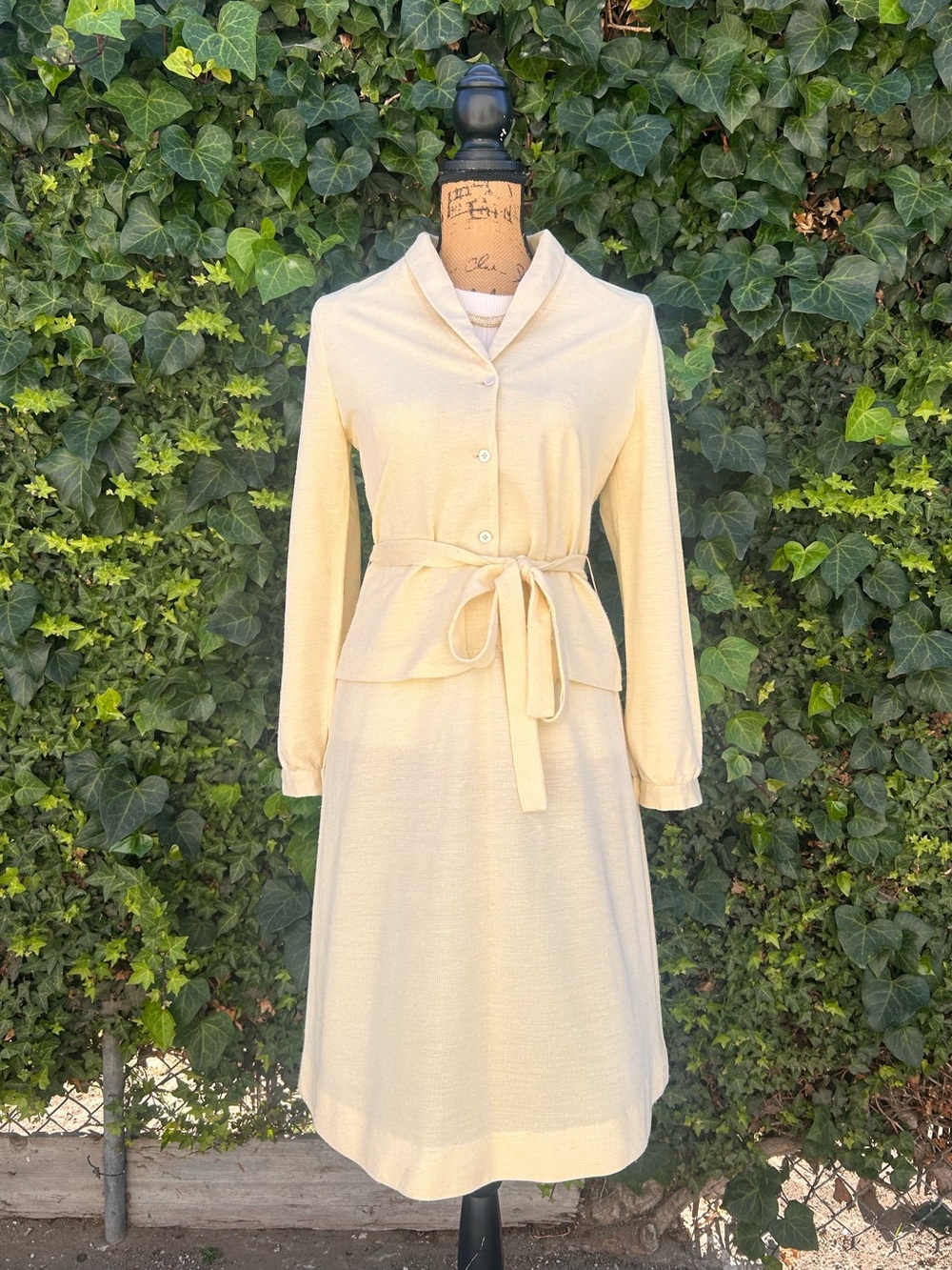 Handmade Vintage Suit Skirt Blazer Belt Set Butter Yellow Twee Dapper Pinup